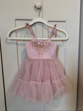 Pink Tulle Beaded Girls' Formal Dress
